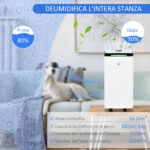 Deumidificatore Portatile da 10L con 5 Modalità, 2 Velocità, Timer 24h e Ruote, 25x25x50,5cm, Bianco - immagine 4
