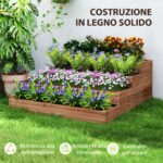 Letto per Orto Rialzato a 4 Livelli in Legno di Abete con Fondo Aperto, 113x113x46 cm, Marrone - immagine 6