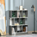Mobile Libreria a 8 Ripiani per Soggiorno e Camera da Letto, in Legno, 1x24x124 cm, Grigio Carbone - immagine 7
