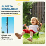 Gioco per Bambini 4 in 1 con 2 Altalene da Giardino, Canestro e Porta da Calcio, 215x180x182 cm, Verde e Grigio - immagine 5