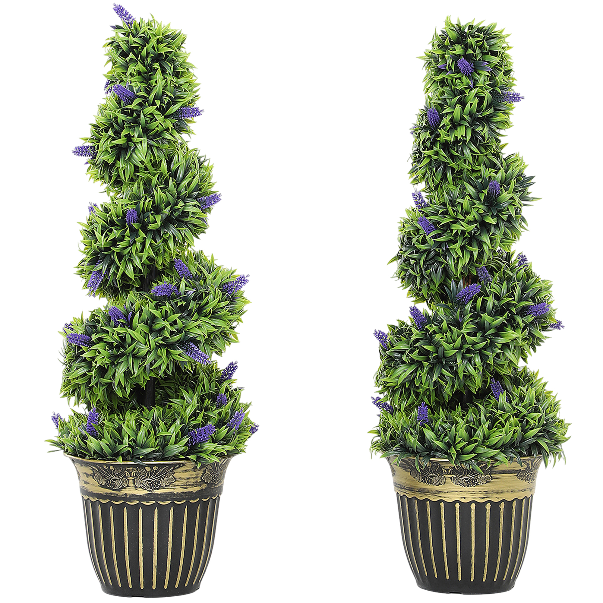 qLe58119bde4af50d.jpg Set 2 Piante Artificiale a Spirale in PE da 90 cm con Vaso Incluso, Verde e Blu - immagine 1