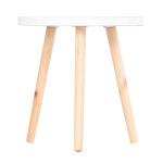 Tavolino da Salotto Rotondo con Bordo Rialzato in Legno, Φ40x40,5cm - Bianco e Oro - immagine 8