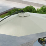 Ombrellone a Braccio a 8 Stecche con Base a Croce, in Alluminio, Metallo e Poliestere, Ø3x2,6 m, Crema - immagine 7