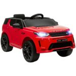 Macchina Elettrica per Bambini a Licenza Land Rover con Fari, Clacson e Cintura,106x65,5x51 cm, Rosso