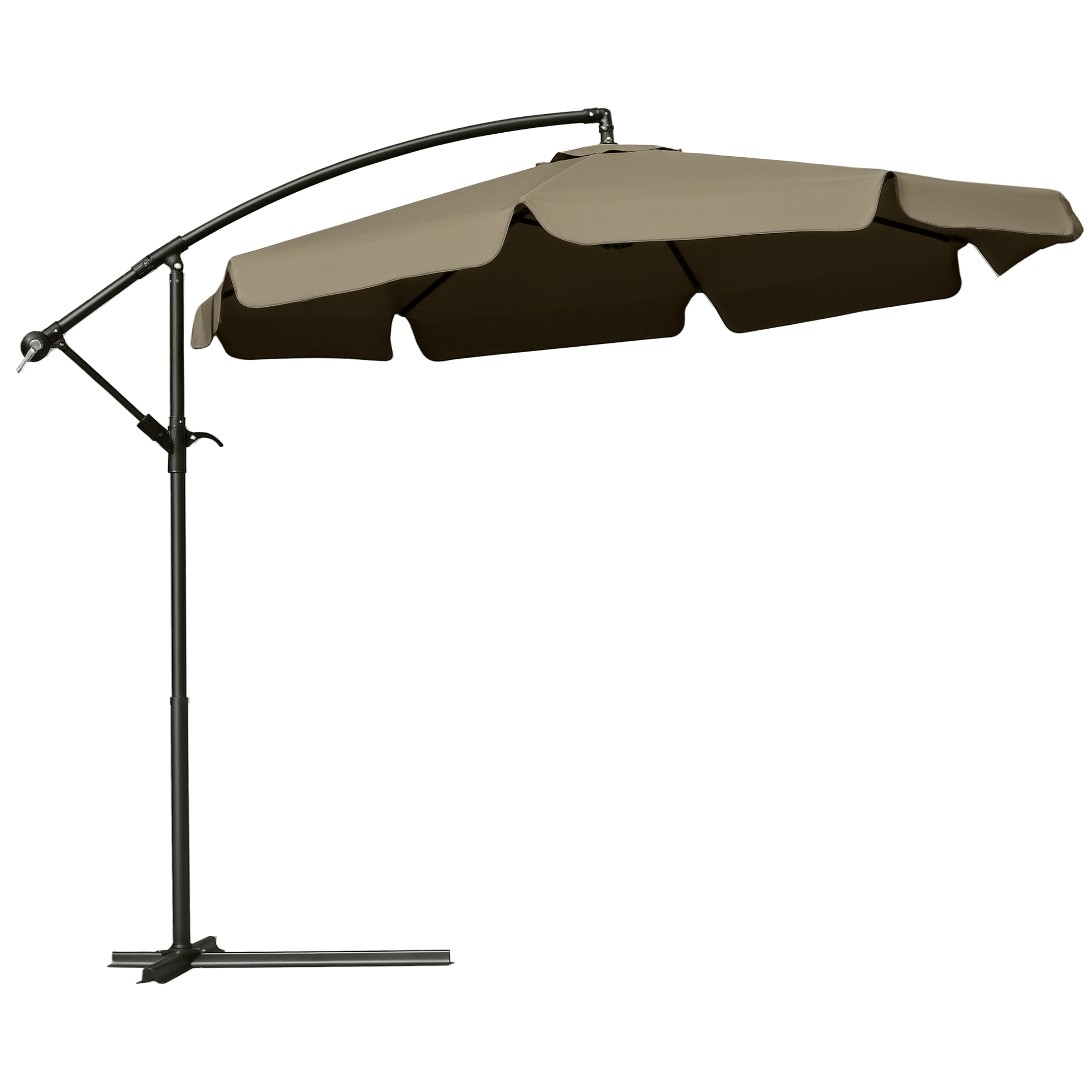qcG2ee19720c16bd3.png Ombrellone da Giardino a Braccio con Apertura a Manovella in Metallo e Poliestere, Ø2,7x2,7 m, Caffè - immagine 1
