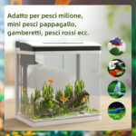 Acquario da 13L a Illuminazione LED con Fori di Ventilazione, in Vetro HD e ABS, 29x20x30,5 cm - immagine 4