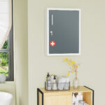 Armadietto Medicinali con 3 Ripiani e Blocco con Chiavi in Acciaio, 40x15x53,5cm, Bianco e Grigio - immagine 7
