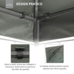 Copertura per Gazebo 4x3 m a 2 Livelli in Poliestere con Cinghie e 10 Fori di Drenaggio, Grigio Scuro - immagine 6
