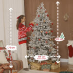Albero di Natale Innevato Alto 210 cm con Rami Realistici e Base in Metallo Pieghevole - immagine 3