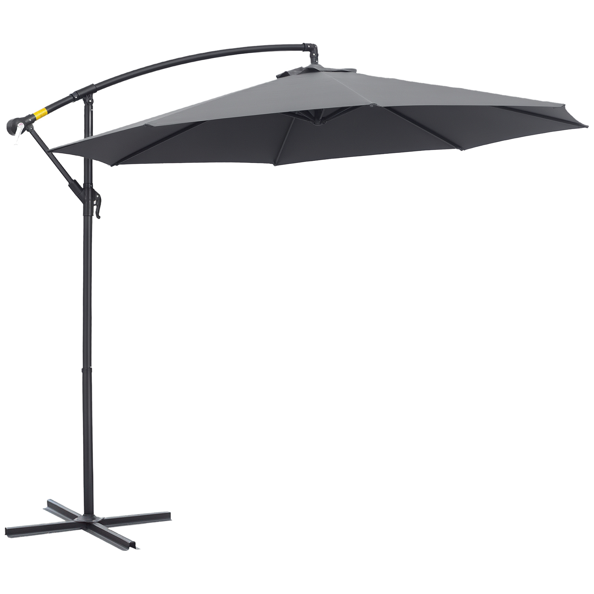 qzd24d197f040407a.jpg Ombrellone da Giardino 3x2,5 m a Braccio e Inclinabile con Manovella, in Acciaio e Poliestere Grigio - immagine 1