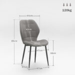 Set di 4 Sedie da Pranzo Moderne per Cucina e Soggiorno con Rivestimento in Flanella, Grigio - immagine 3