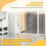 Cancelletto per Cani Estensibile con Porta a Chiusura Automatica, in Metallo e ABS, 75-131x76 cm, Bianco - immagine 5