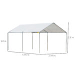 Tendone per Auto in Acciaio Zincato con Kit di Ancoraggio, 5,95x2,94x2,6m - Bianco - immagine 3