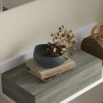 Mobile da Ingresso 2 in 1 con Specchio da Parete 75x3,5x75 cm e Cassetto 75x30,5x20 cm, Grigio e Bianco - immagine 8