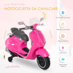 Moto Elettrica per Bambini con Licenza Ufficiale Vespa, 2 Rotelle, Luci e Suoni, 108x49x75 cm, Rosa - immagine 8