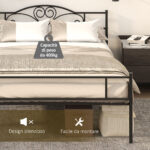 Struttura Letto Matrimoniale in Acciaio con Doghe Integrate, Testiera e Pediera, 160x2cm - immagine 7