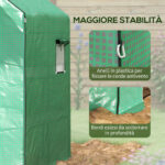 Copertura PE per Serra da Giardino con Porta a Cerniera e Finestre, 140x143x190cm, Verde - immagine 7