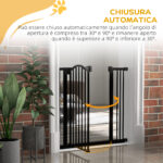 Cancelletto per Cani Estensibile con 2 Blocchi e Chiusura Automatica, in Metallo e Plastica, 74-87x78 cm, Nero - immagine 5