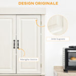 Credenza Cucina con 2 Armadietti e Cassetto in Stile Coloniale, 80x35x180cm Bianco - immagine 5