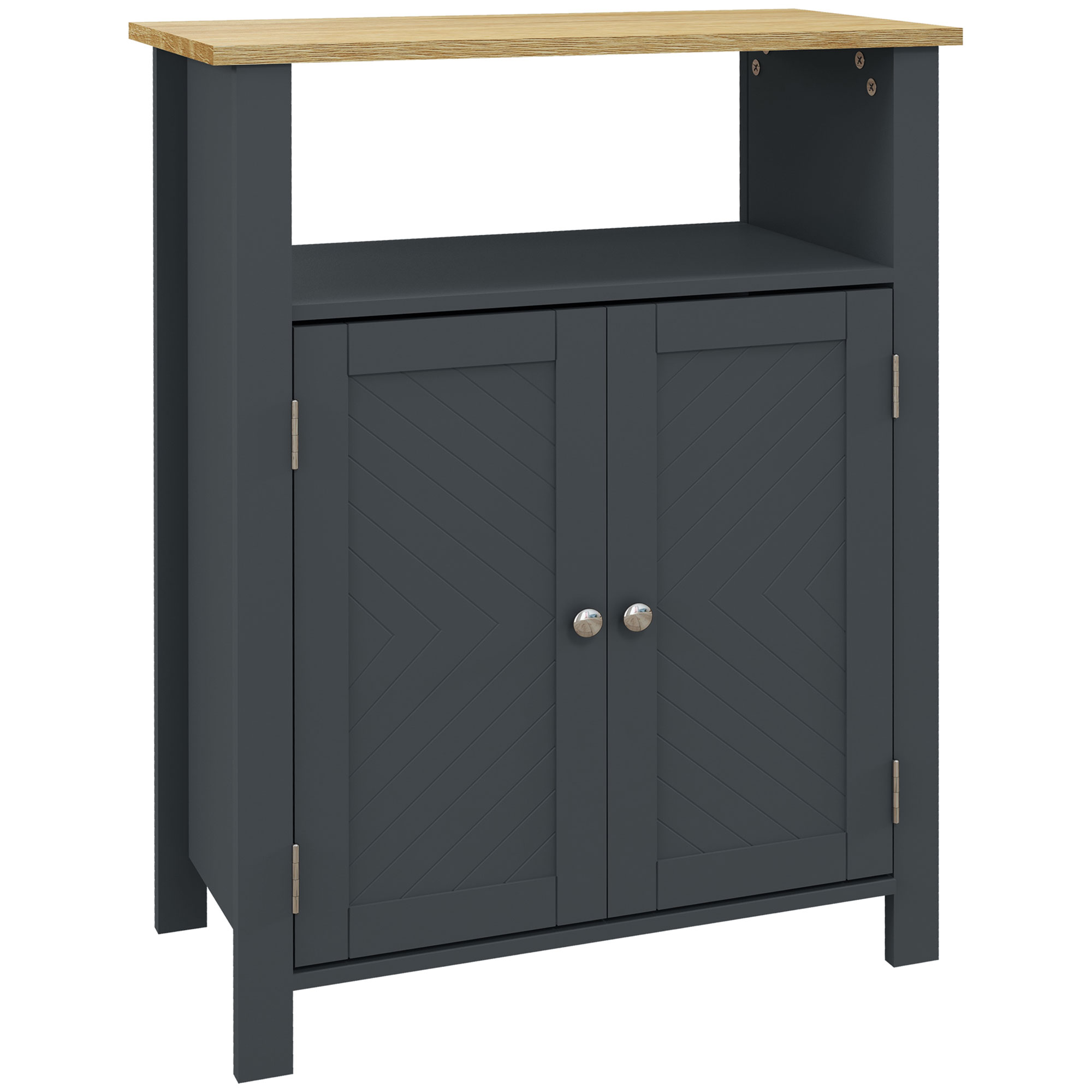 rpO6ad1899781e4d1.jpg Mobiletto Bagno a 3 Ripiani in MDF e Truciolato con Ripiano Interno Regolabile, 60x30x80,5 cm - immagine 1