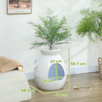 Lettiera per Gatti Antiodore a forma di Vaso con Paletta, in ABS e Acciaio Inox, 50x48,5x58,7 cm, Bianco - immagine 3