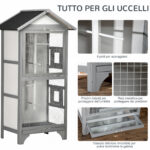 Voliera per Uccelli da Esterno in Legno di Abete, 80,5x57x158,5cm, Grigio Chiaro - immagine 5