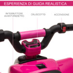 Quad per Bambini Elettrico con Batteria Ricaricabile 6V, e Velocità 2,8-4,6km/h, 72x40x45,5 cm, Rosa - immagine 5