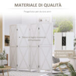 Paravento a 4 Ante per Interni, Divisorio in Legno per Camera e Ufficio, 182x170 cm, Bianco - immagine 5
