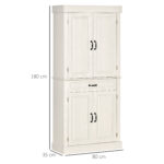 Credenza Cucina con 2 Armadietti e Cassetto in Stile Coloniale, 80x35x180cm Bianco - immagine 3