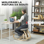 Sedia Inginocchiatoio con Movimento a Dondolo, in Tessuto e Legno di Betulla, 50x73x55 cm, Grigio - immagine 4