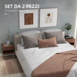 Set 2 Comodini Sospesi con Cassetto e Ripiano Inferiore Aperto, in Legno, 40x34x29 cm, Marrone - immagine 4