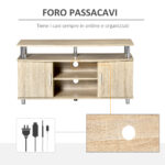 Mobile TV Moderno con 2 Ripiani, Fori Passacavi e 2 Armadietti in MDF 105x40x55cm - Quercia - immagine 5