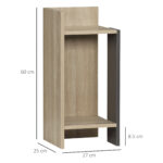 Comodino Moderno Grigio con Ripiano Aperto, Set 2 Pezzi in Truciolato per Camera da Letto e Soggiorno, 27x25x60cm - immagine 3
