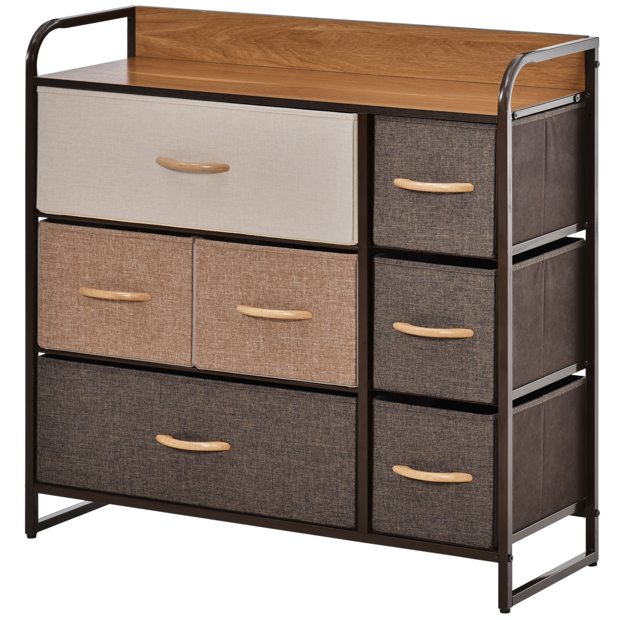 sUk9d01949454f69d.jpg Mobile Cassettiera da Camera da Letto e Soggiorno, Cassettiera con 7 Cassetti Pieghevoli in Tessuto e Ripiano in MDF, 80x29x78,5cm, Multicolore - immagine 1