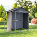 Capanno da Giardino 1,1x2 m con Porta Avvolgibile, Tenda Garage per Bici e Moto, Grigio Scuro - immagine 3