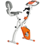 Cyclette Pieghevole con Resistenza Magnetica 8 Livelli, Sensore di Frequenza Cardiaca, Volano 2,5kg, Arancione