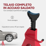 Set 2 Cavalletti Auto da 3 Tonnellate Regolabili da 38,5-60 cm, Acciaio al Carbonio e Ghisa, Rosso - immagine 6