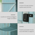 Casetta da Giardino Porta Attrezzi in Legno con 3 Ripiani, 77x54,2x179cm, Blu - immagine 6
