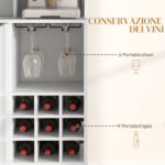 Mobile Dispensa con Portabottiglie, Armadietti, Ripiani e Cassetto, in Truciolato e Legno, 1x38x172 cm, Bianco - immagine 5