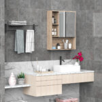 Armadietto Bagno a Specchio con Ripiani Regolabile, Specchio Bagno Contenitore con Porta Salvaspazio, Montaggio a Parete, 60x15x76 cm, Rovere - immagine 2
