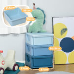 Cassettiera 6 Cassetti per Bambini 3-6 Anni con Bordi Arrotondati, Mobile Portagiochi in PP, 37x37x56,5cm, Blu - immagine 3