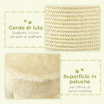 Albero Tiragraffi per Gatti fino 5kg con 2 Palline in Sisal e Peluche, 34x25,5x58cm, Beige - immagine 6