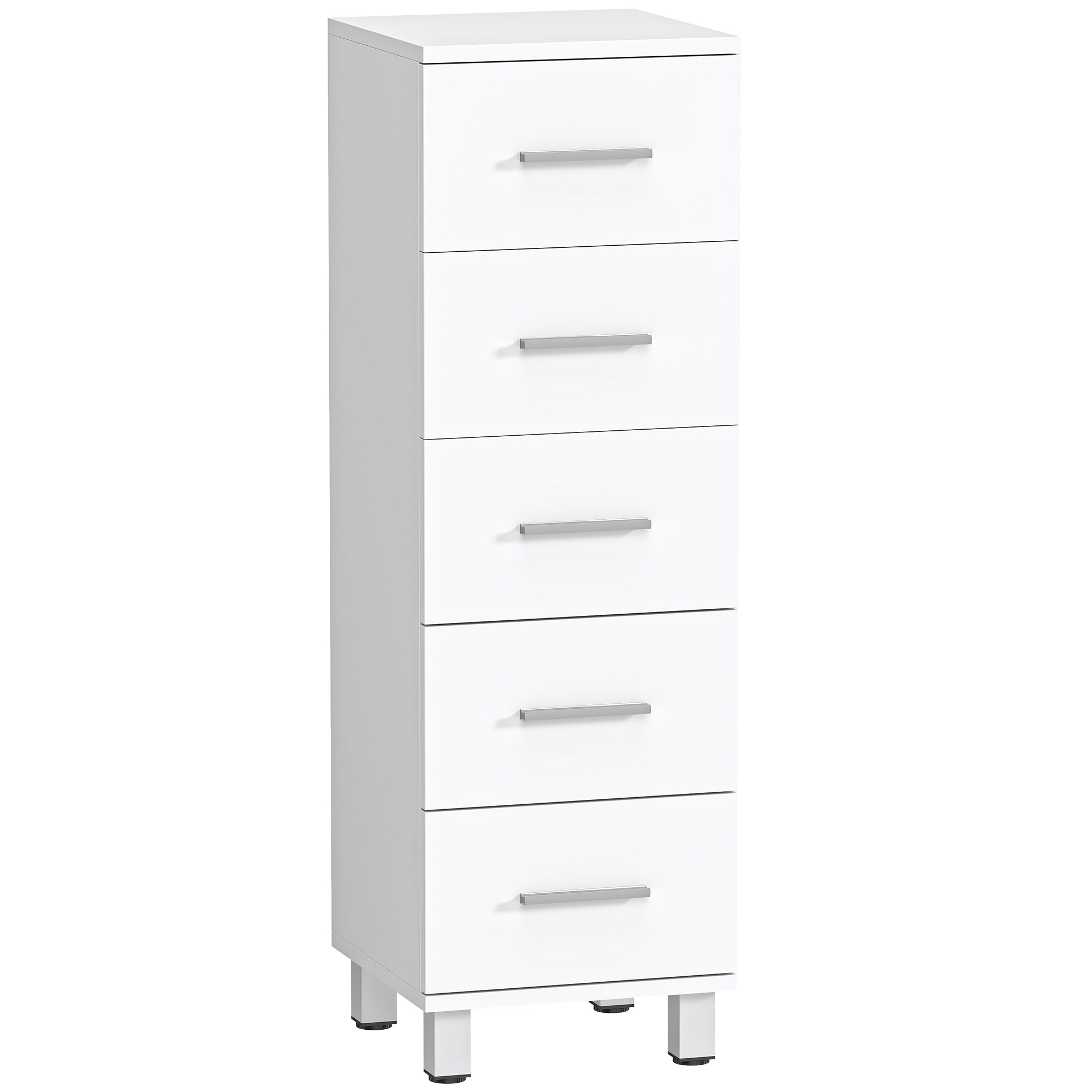 t0f76919bc189a321.jpg Cassettiera a 5 Cassetti per Camera da Letto e Soggiorno in Legno FSC, 30x30x95 cm, Bianco - immagine 1