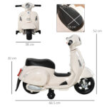 Moto Elettrica per Bambini con Licenza Ufficiale Vespa Batteria 6V, Fari e Clacson, per Bimbi da 18-36 mesi, Bianco, 66,5x38x52cm - immagine 3