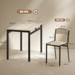 Set da Pranzo con Tavolo Rettangolare e 4 Sedie in Acciaio e MDF, Nero e Rovere - immagine 3