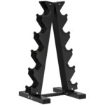 Rastrelliera per Manubri in Acciaio a 5 Livelli con Inserti in Plastica, 35x33x66 cm, Nera