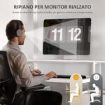Scrivania Ufficio con 2 Tavoli, 4 Ripiani, 3 Cassetti e Supporto per Monitor, in Legno, 138,5x90x92 cm, Bianco - immagine 7