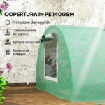 Serra Piccola con 5 Finestrelle e Griglia Centrale, in Acciaio, PE e PP, 3x80x45 cm, Verde - immagine 4