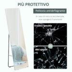 Specchio da Terra e Parete con Struttura in Alluminio per Camera, Ingresso e Bagno, 45x37x158,5cm - immagine 7