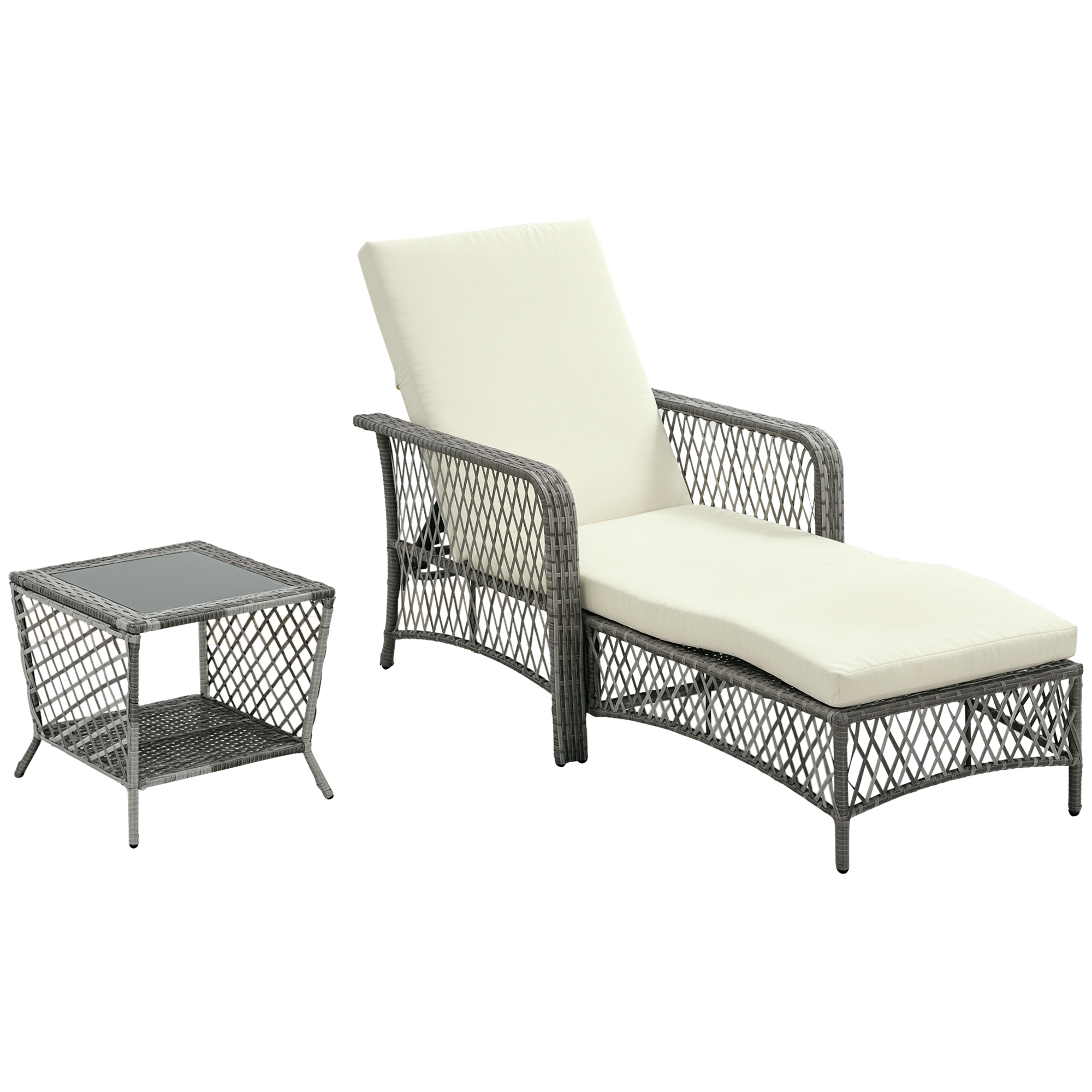 tTc6a8197f4f9ea30.jpg Mobili da Giardino Set 2 Pz in Rattan Chaise Longue e Tavolino da Caffè - immagine 1